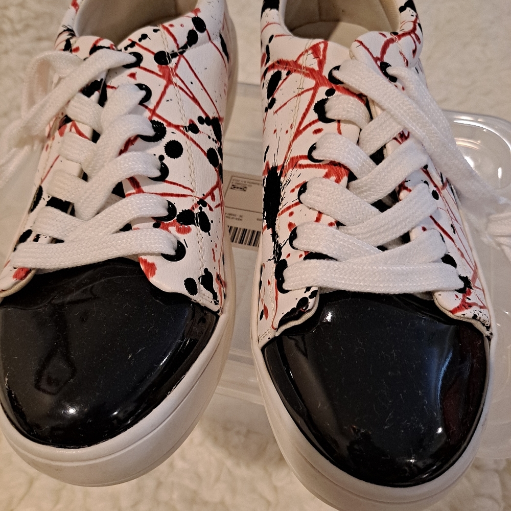 Red and White Paint Splatter Sneaker